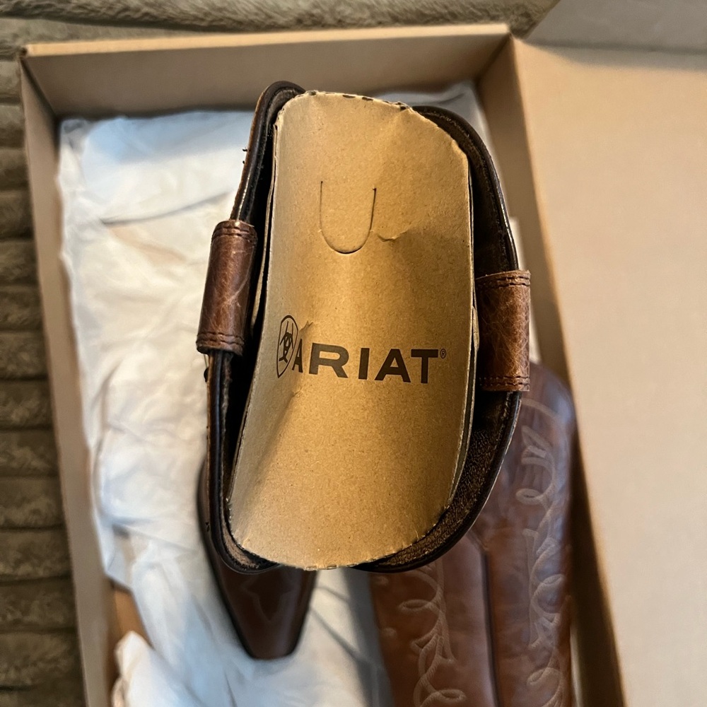 Ariat Ladies Heritage D Toe StretchFit Dark Tan Western Boots - Picture 4 of 5